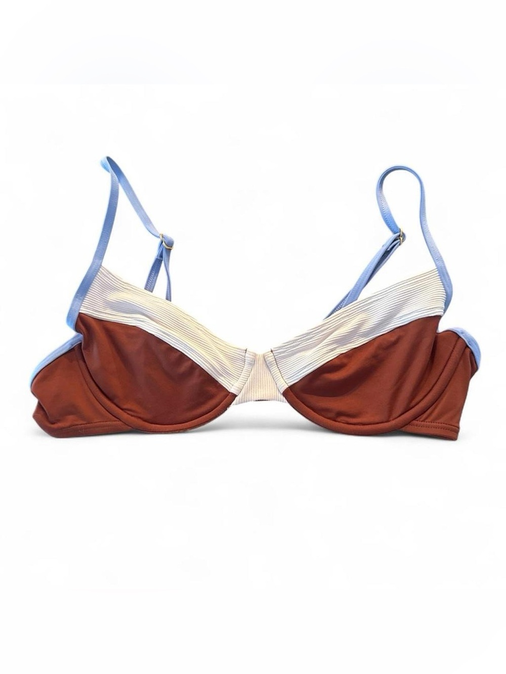 L*Space Missy Underwire Bikini Top Cream, Tobacco (brown), Peri Blue Size M